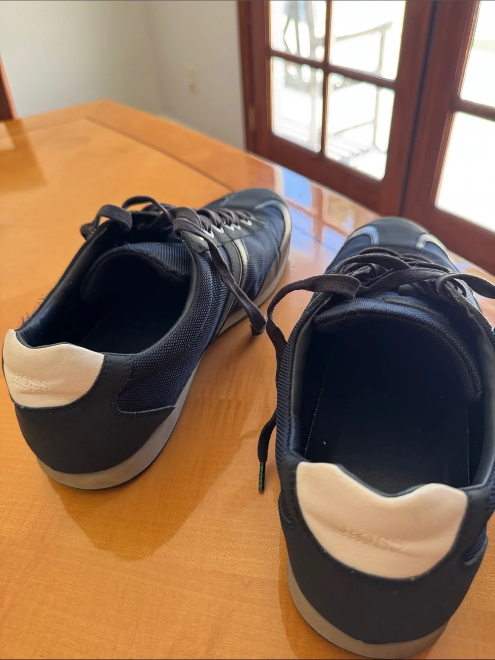 BOSS Men's Navy and White Lace-Up Sneakers size46